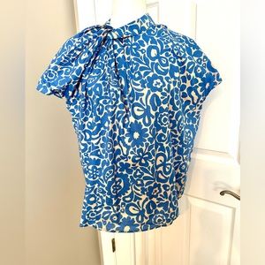 Anthropologie Blue Tassel Top